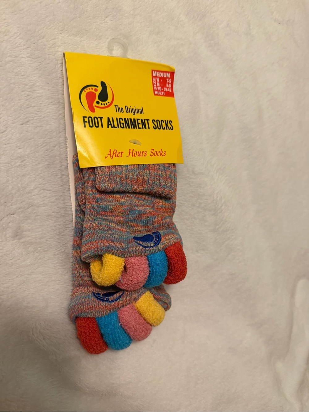 After Hours Multi-Color Foot Alignment Toe Socks. New on card